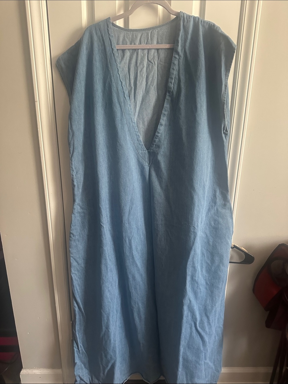 Light Blue Maxi Dress with Deep V-Neck